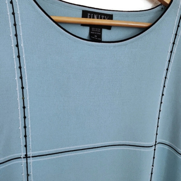 Vintage Finity Light Blue Sleeveless Knit Top Rhinestone Trim Size 2XL - Picture 2 of 3